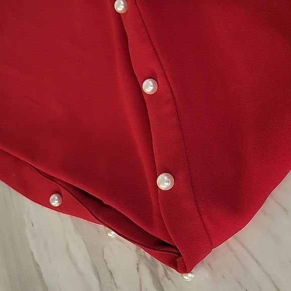 Red Wide Leg Pearl Pants - Picture 7 of 8